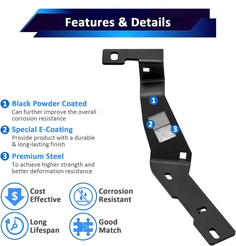 Wsays 2Pcs Hood Hinge LED Light Pod Mount Bracket Compatible with Dodge Ram 2500/3500 2019-2024 - Image 2